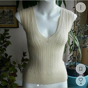Theory 100% Cashmere Cable Knit Vest White XS